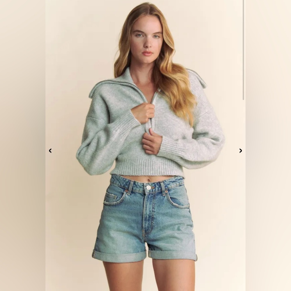 Hers & Mine Zip Up Crop Sweater - Picture 3 of 12